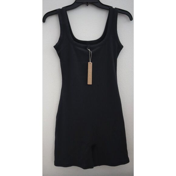 SKIMS AP-BSS-1490 Women's Sz S Soot/Black Cotton Rib One-Piece Bodysuit - Picture 1 of 8